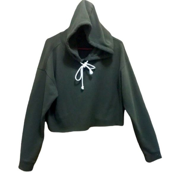 Wild fable crop green hoodie size large